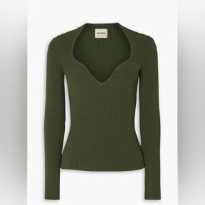 KHAITE Kirah Ribbed-knit Sweater In Forest Green
